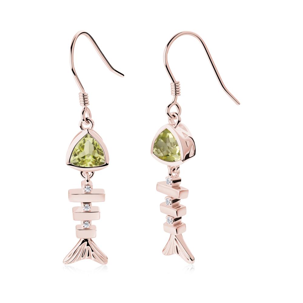 Motion Fishbone Lemon Quartz French Hook Earrings - LUO Jewelry #metal_18k rose gold