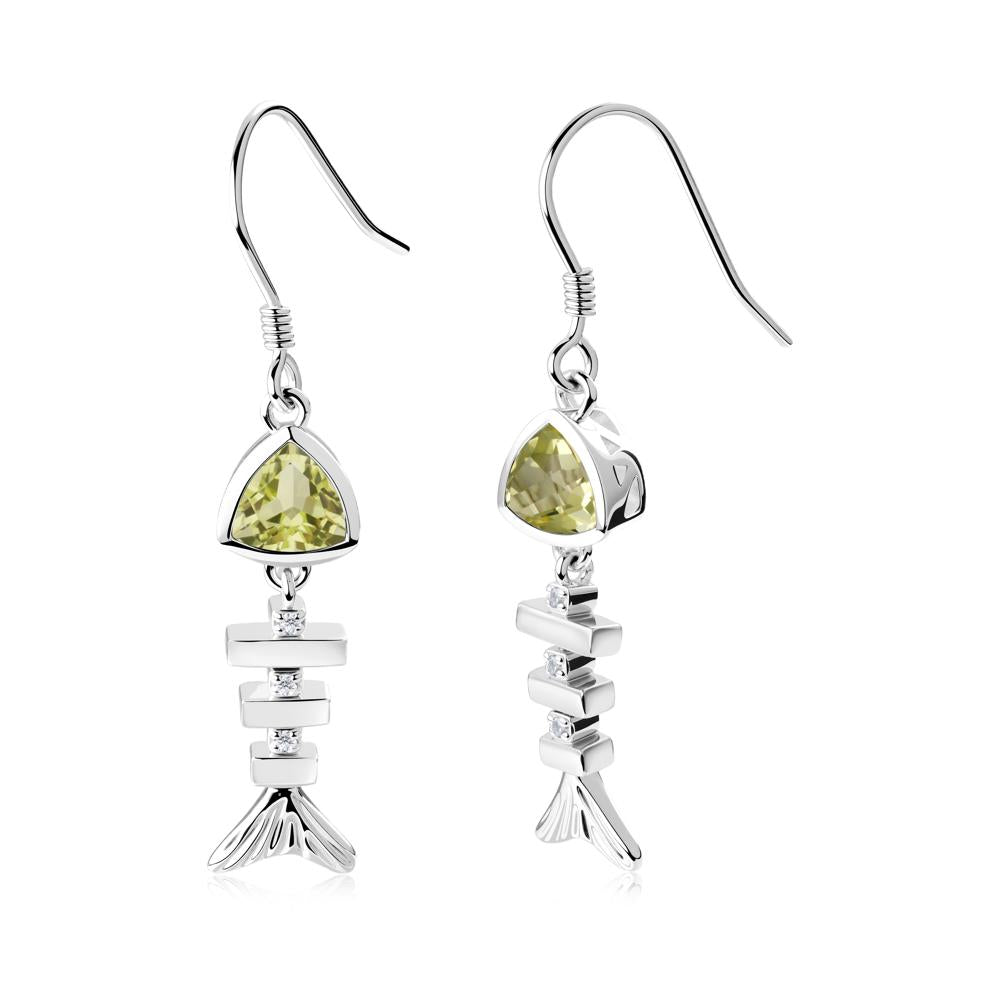 Motion Fishbone Lemon Quartz French Hook Earrings - LUO Jewelry #metal_18k white gold