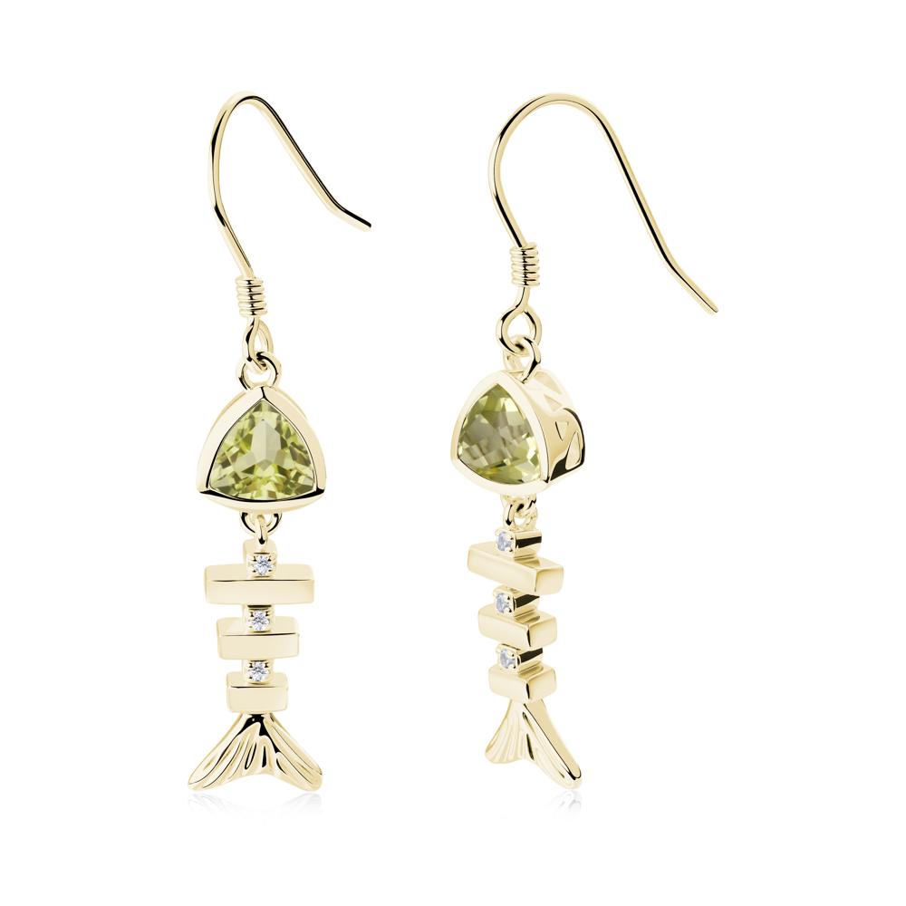 Motion Fishbone Lemon Quartz French Hook Earrings - LUO Jewelry #metal_18k yellow gold