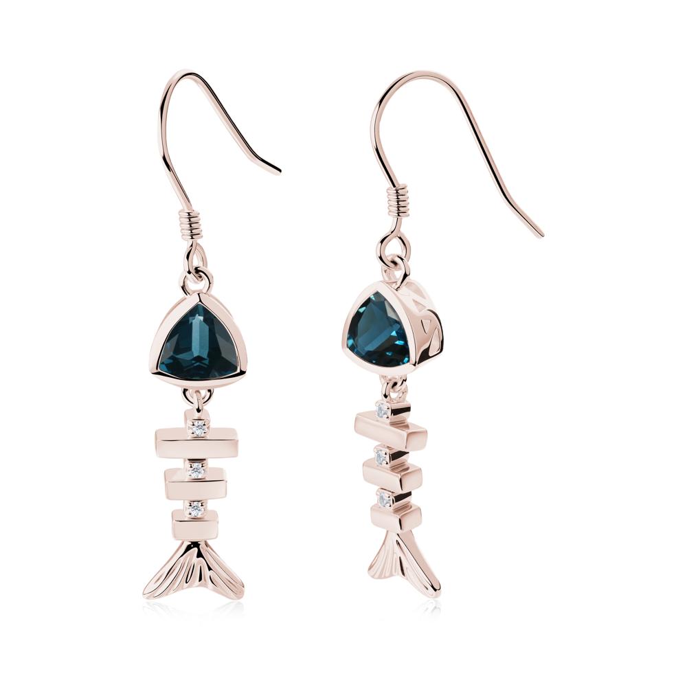Motion Fishbone London Blue Topaz French Hook Earrings - LUO Jewelry #metal_14k rose gold