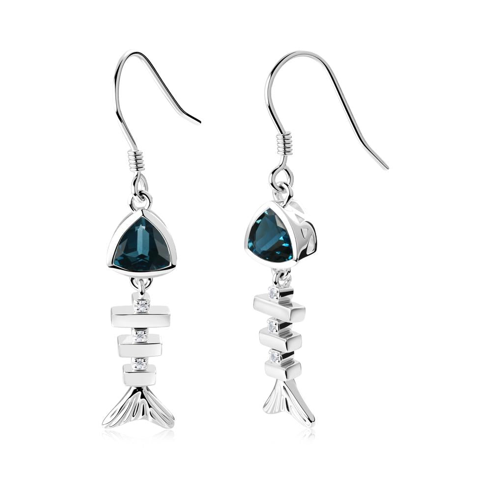 Motion Fishbone London Blue Topaz French Hook Earrings - LUO Jewelry #metal_14k white gold