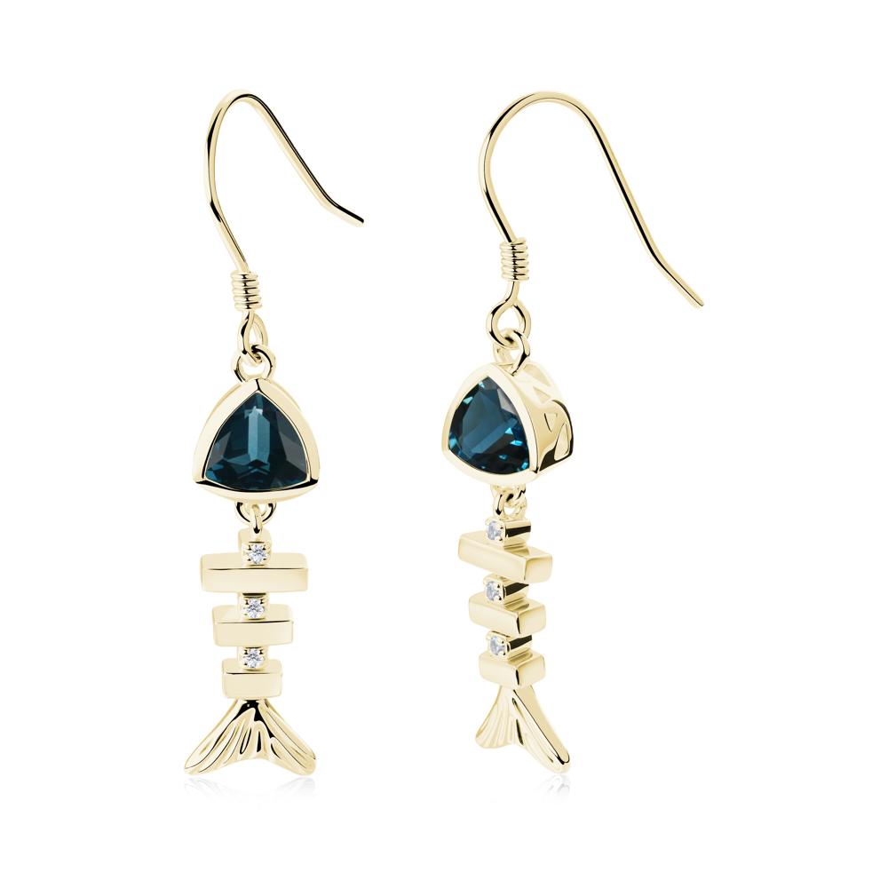Motion Fishbone London Blue Topaz French Hook Earrings - LUO Jewelry #metal_18k yellow gold