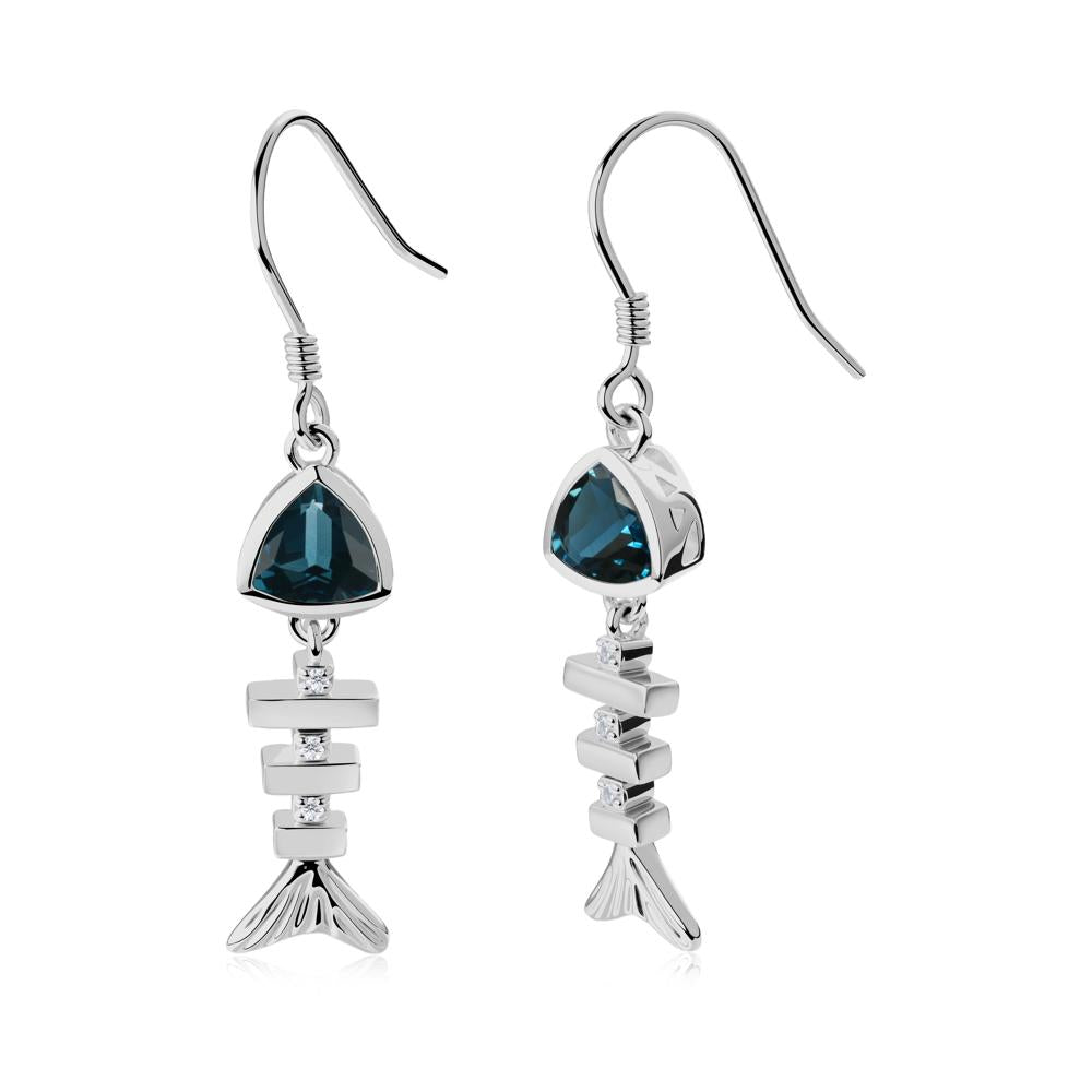 Motion Fishbone London Blue Topaz French Hook Earrings - LUO Jewelry #metal_platinum