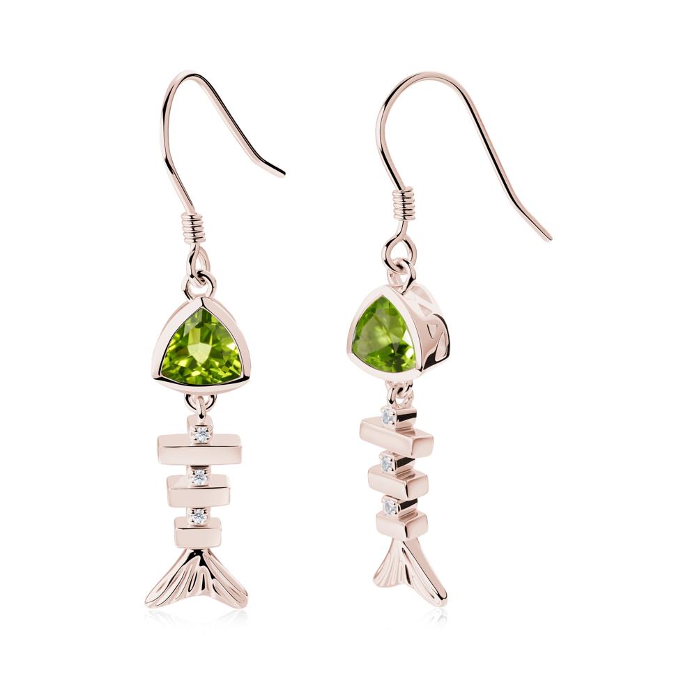 Motion Fishbone Peridot French Hook Earrings - LUO Jewelry #metal_14k rose gold