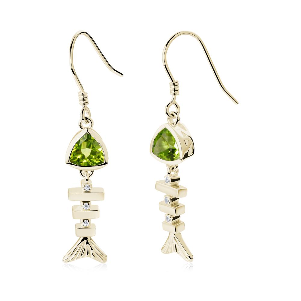 Motion Fishbone Peridot French Hook Earrings - LUO Jewelry #metal_14k yellow gold
