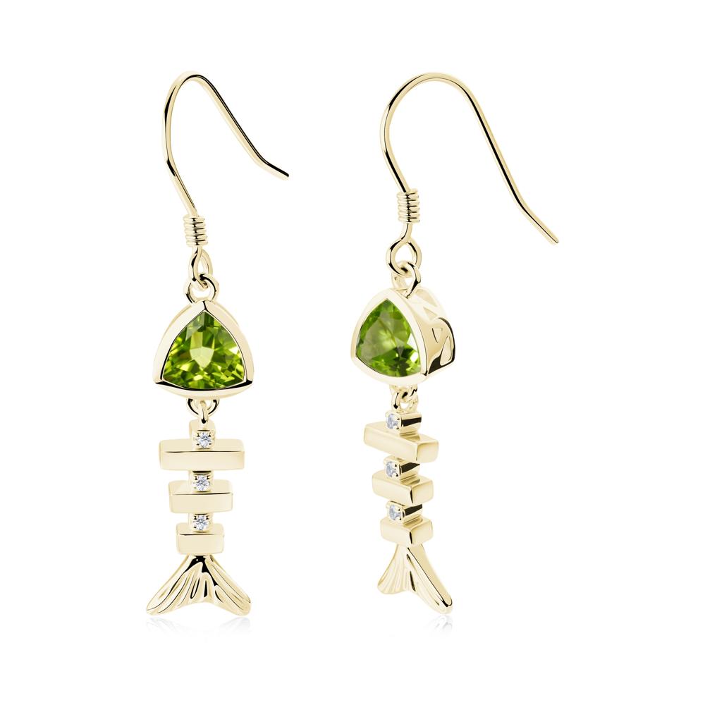 Motion Fishbone Peridot French Hook Earrings - LUO Jewelry #metal_18k yellow gold