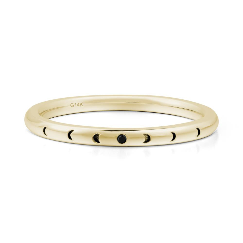 Minimalist Stackable Black Spinel Wedding Band - LUO Jewelry #metal_14k yellow gold