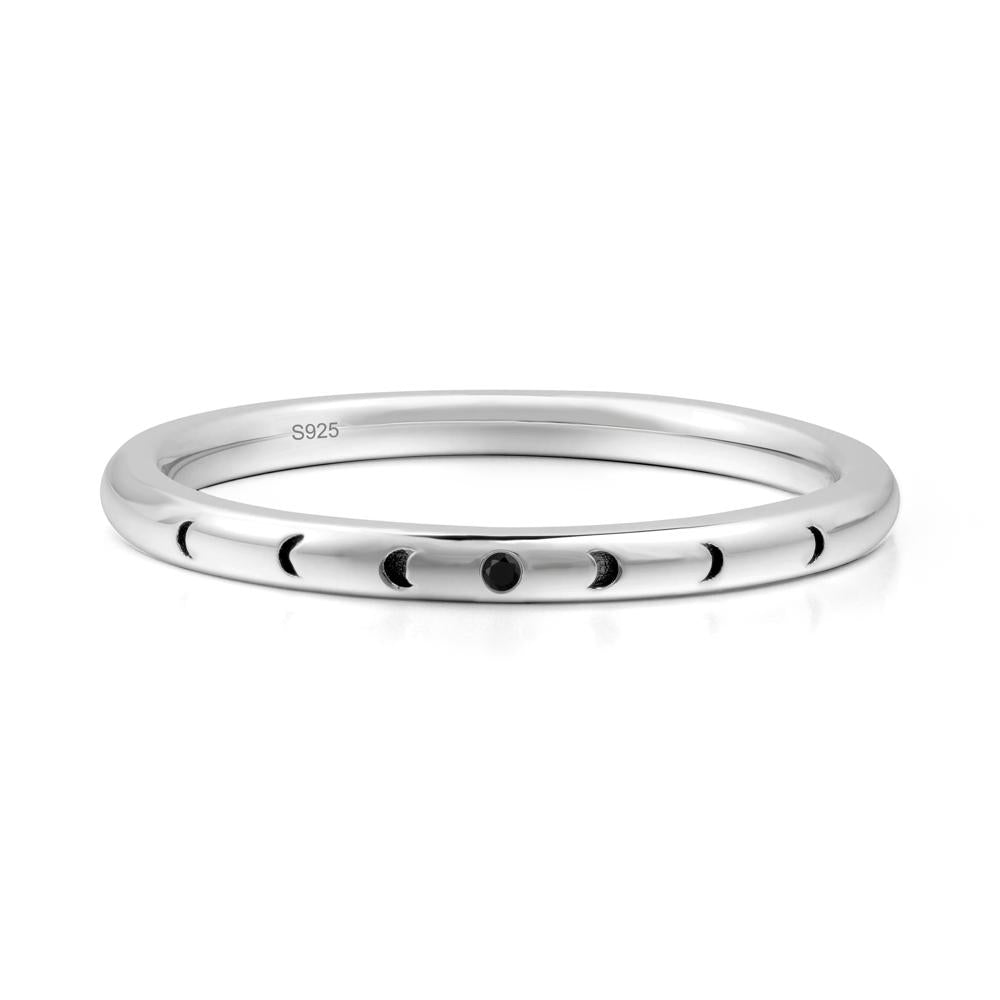 Minimalist Stackable Black Spinel Wedding Band - LUO Jewelry #metal_sterling silver