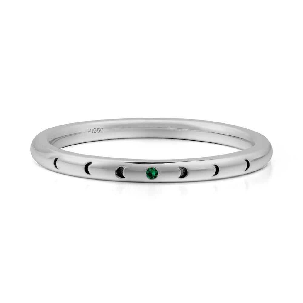 Minimalist Stackable Emerald Wedding Band - LUO Jewelry #metal_platinum