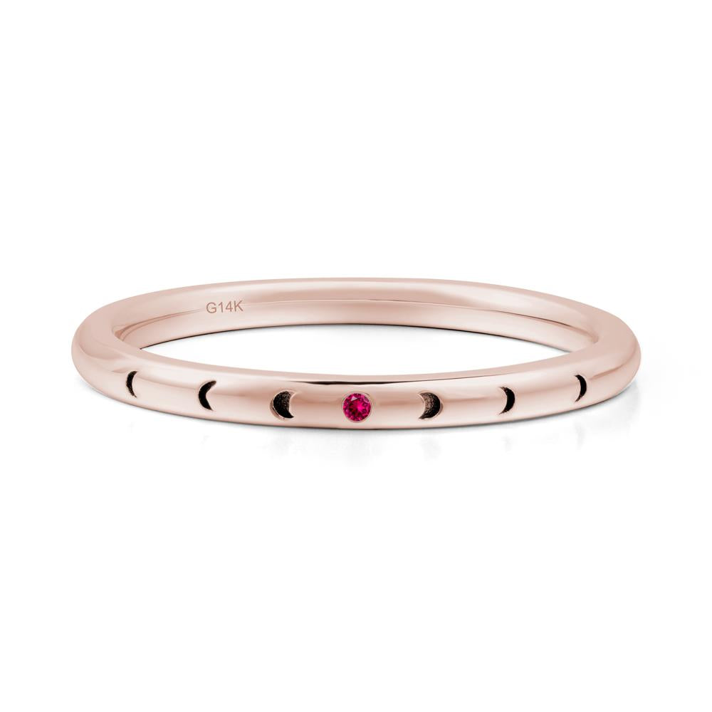 Celestial Moon Stackable Ruby Ring - LUO Jewelry #metal_14k rose gold