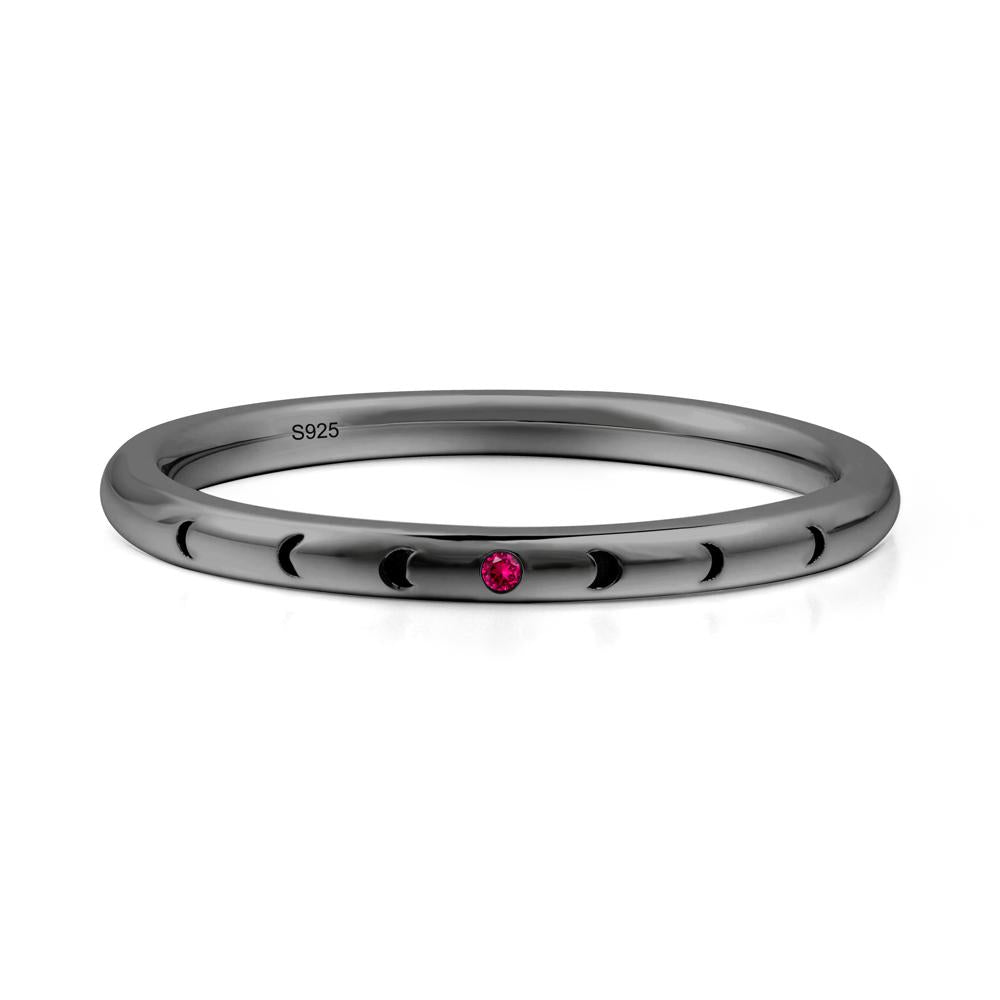 Celestial Moon Stackable Ruby Ring - LUO Jewelry #metal_black finish sterling silver