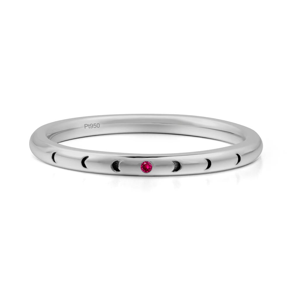 Celestial Moon Stackable Ruby Ring - LUO Jewelry #metal_platinum