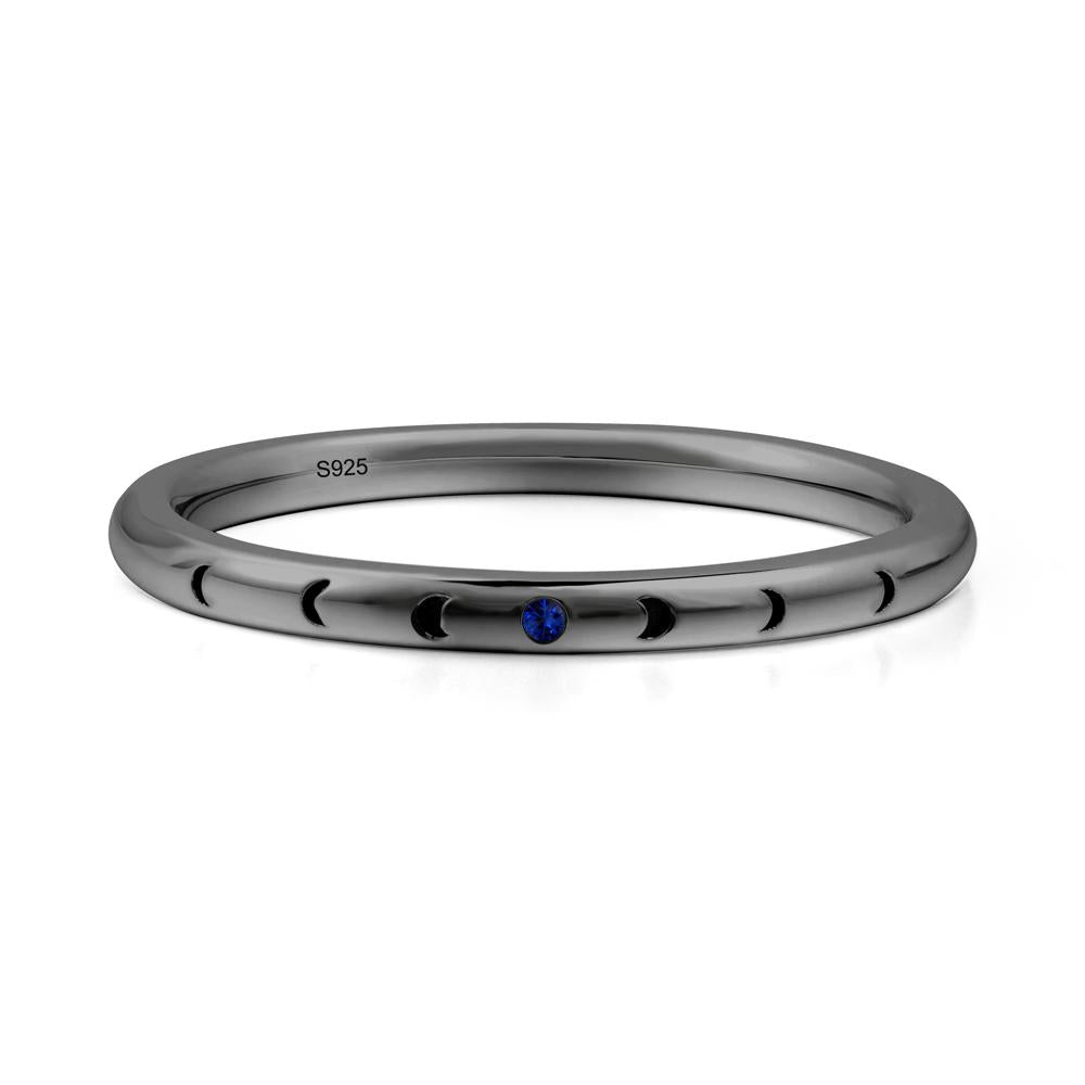 Celestial Moon Stackable Sapphire Ring - LUO Jewelry #metal_black finish sterling silver