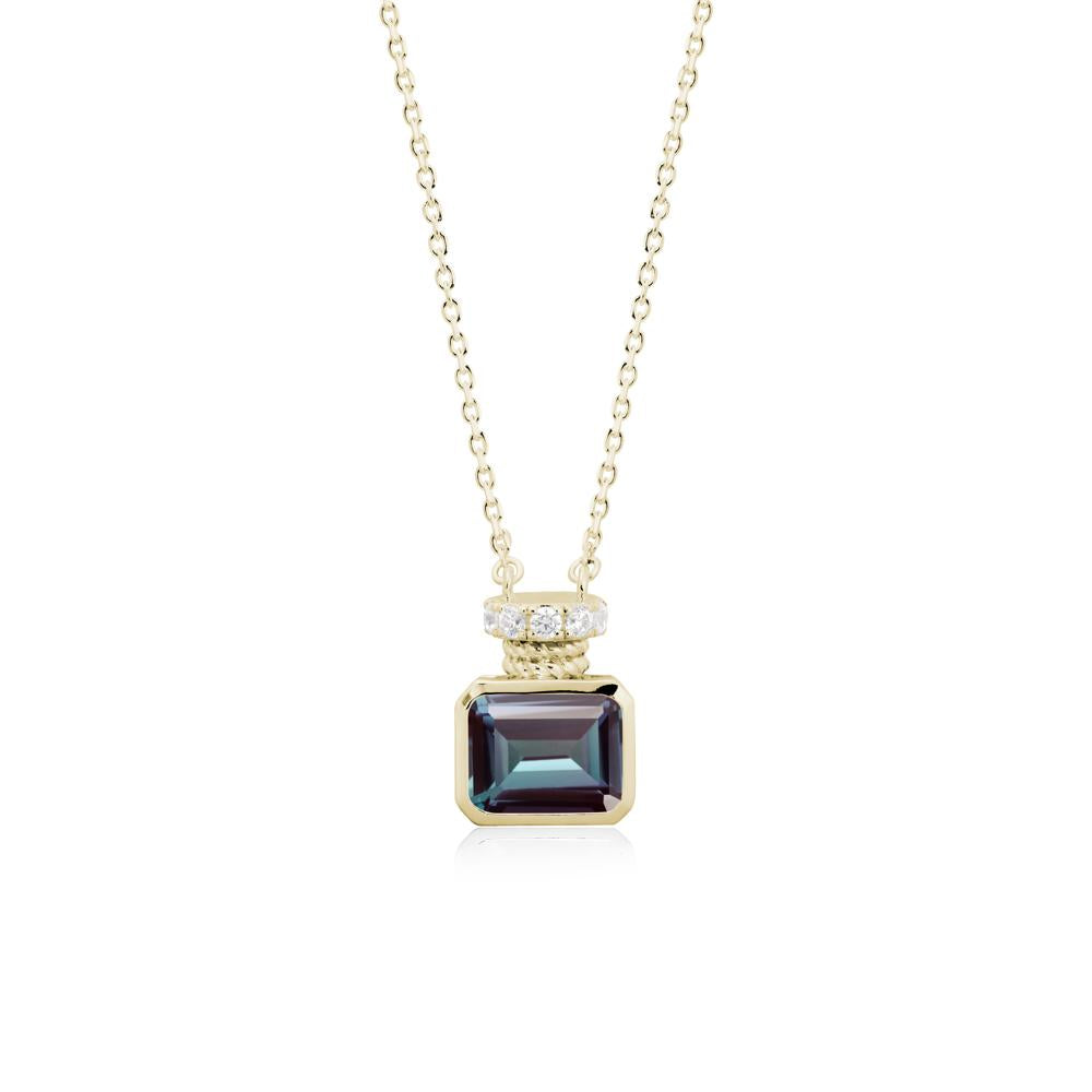 Solitaire Emerald Cut Alexandrite Necklace - LUO Jewelry #metal_14k yellow gold