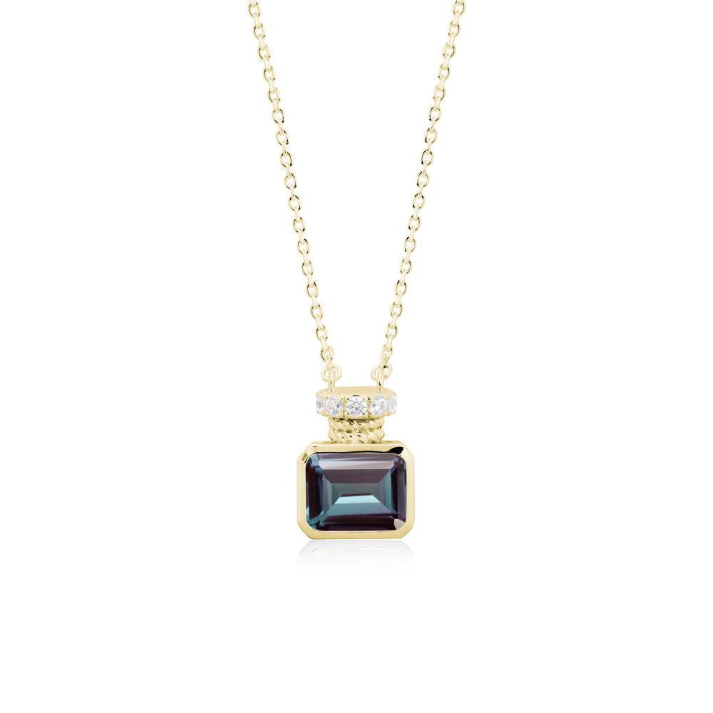 Solitaire Emerald Cut Alexandrite Necklace - LUO Jewelry #metal_18k yellow gold