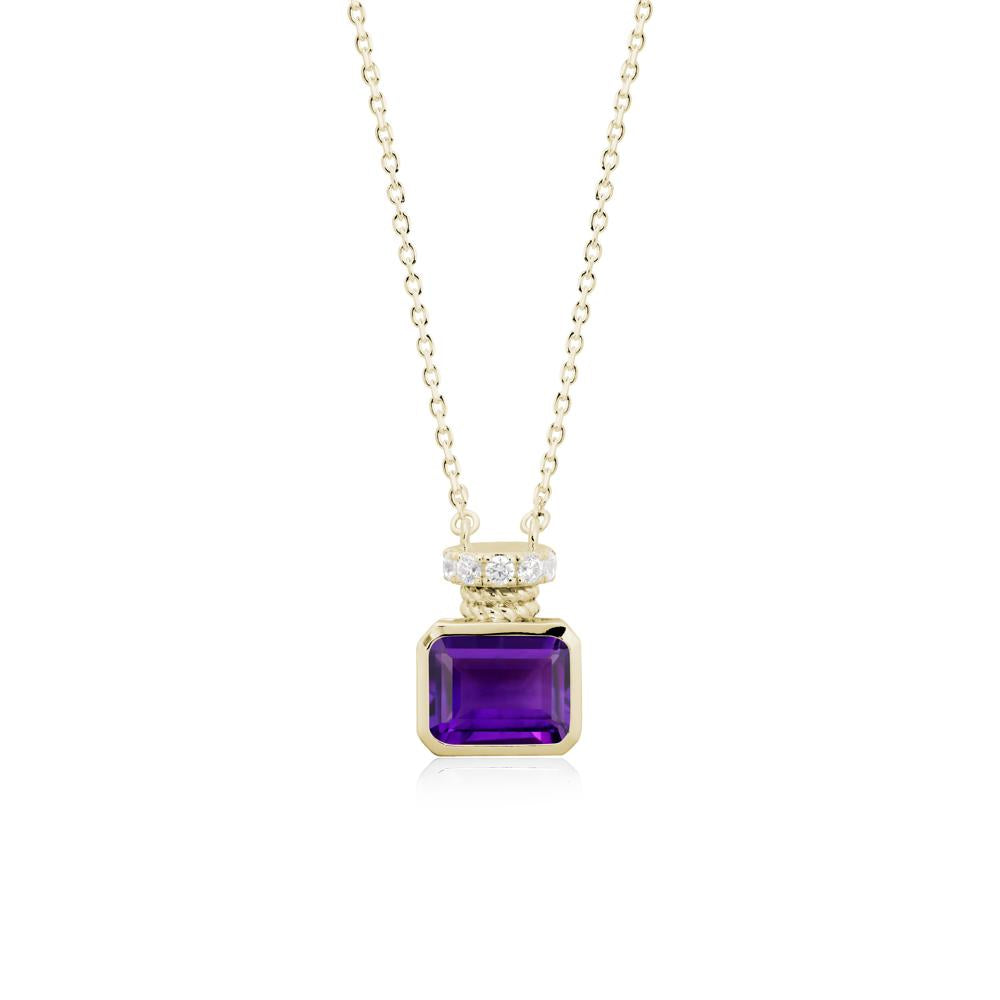 Amethyst Perfume Bottle Design Pendant Necklace - LUO Jewelry #metal_14k yellow gold