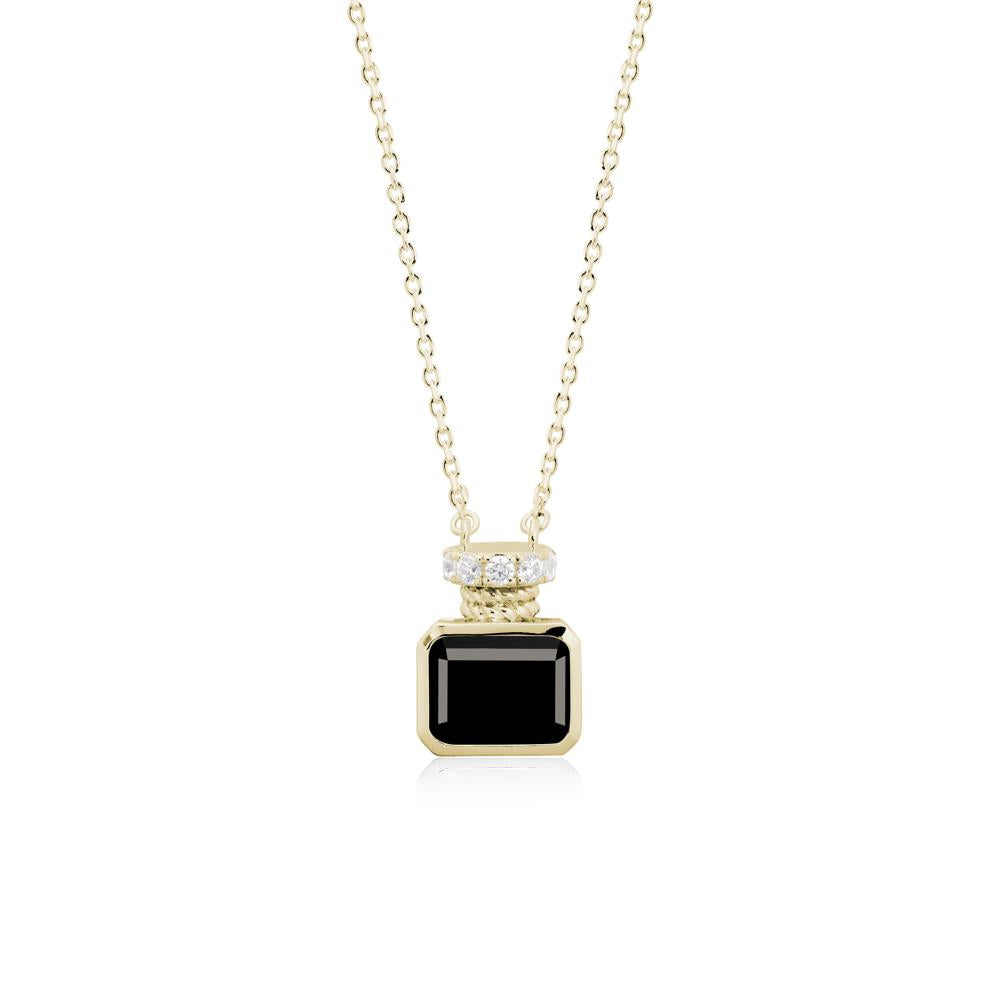 Solitaire Emerald Cut Black Spinel Necklace - LUO Jewelry #metal_14k yellow gold