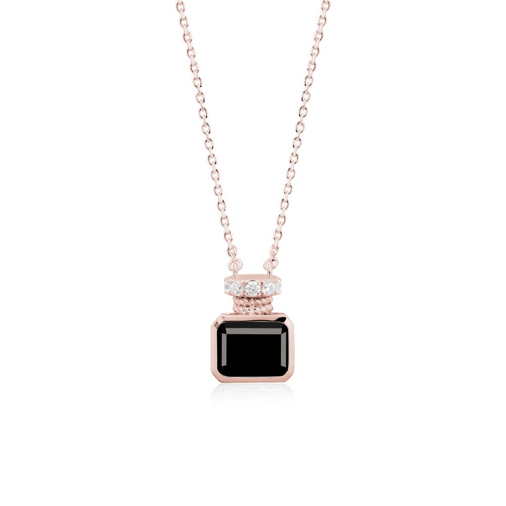 Solitaire Emerald Cut Black Spinel Necklace - LUO Jewelry #metal_18k rose gold