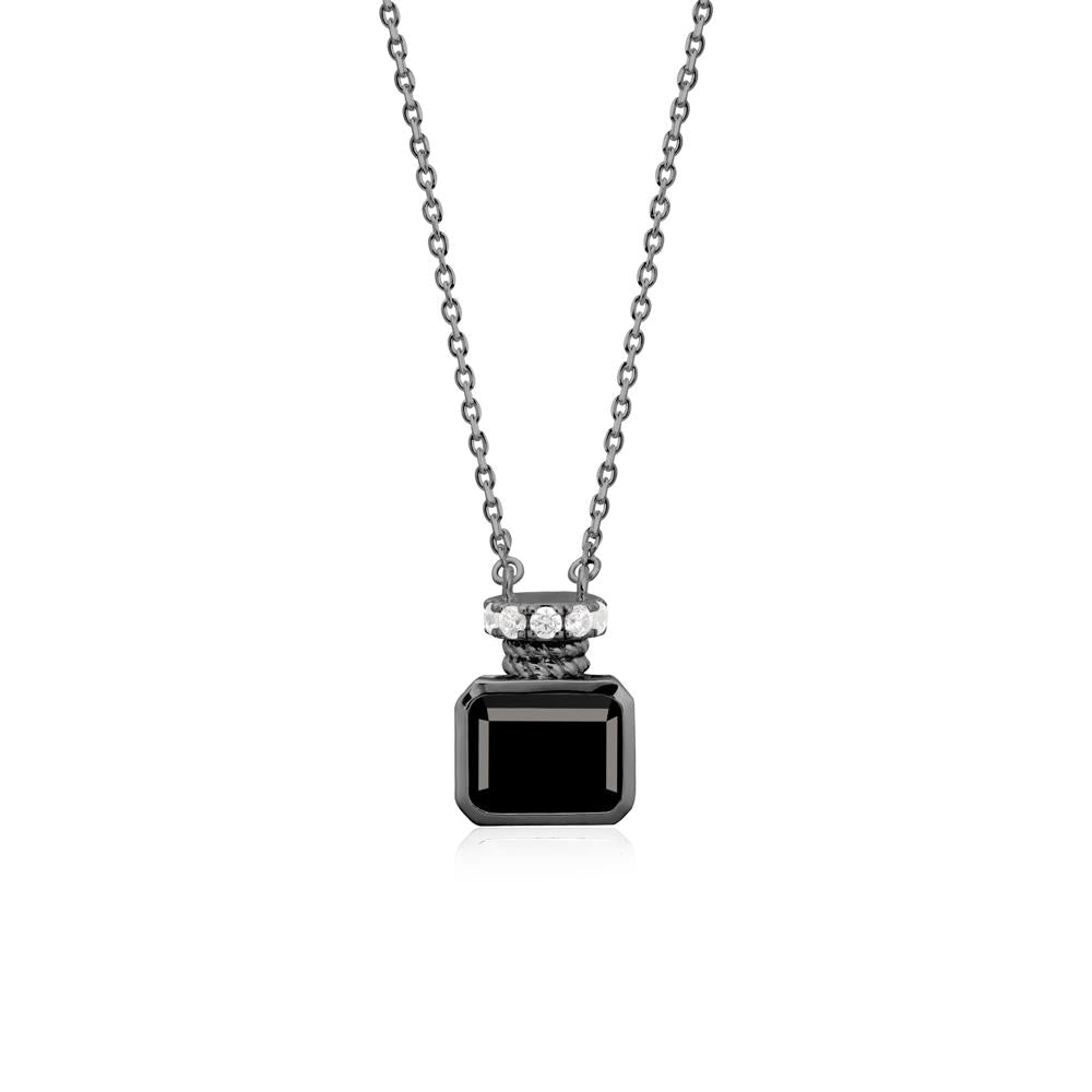 Solitaire Emerald Cut Black Spinel Necklace - LUO Jewelry #metal_black finish sterling silver