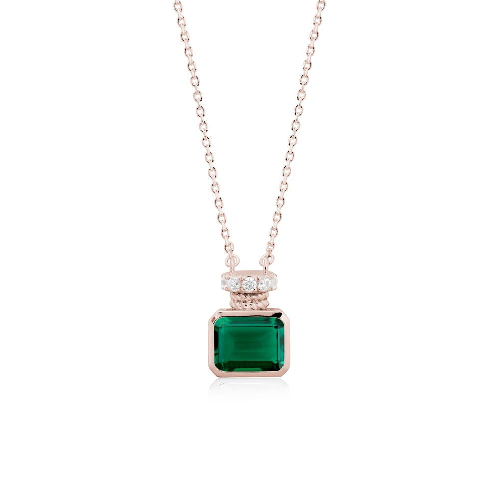 Solitaire Emerald Cut Emerald Necklace - LUO Jewelry #metal_14k rose gold