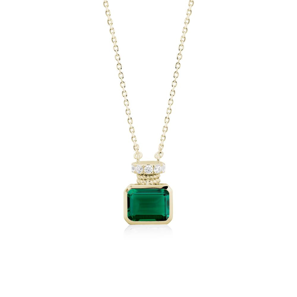 Solitaire Emerald Cut Emerald Necklace - LUO Jewelry #metal_14k yellow gold