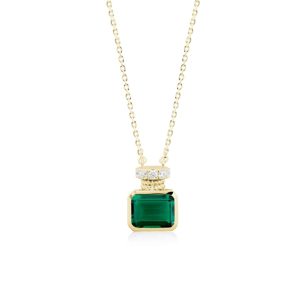 Solitaire Emerald Cut Emerald Necklace - LUO Jewelry #metal_18k yellow gold