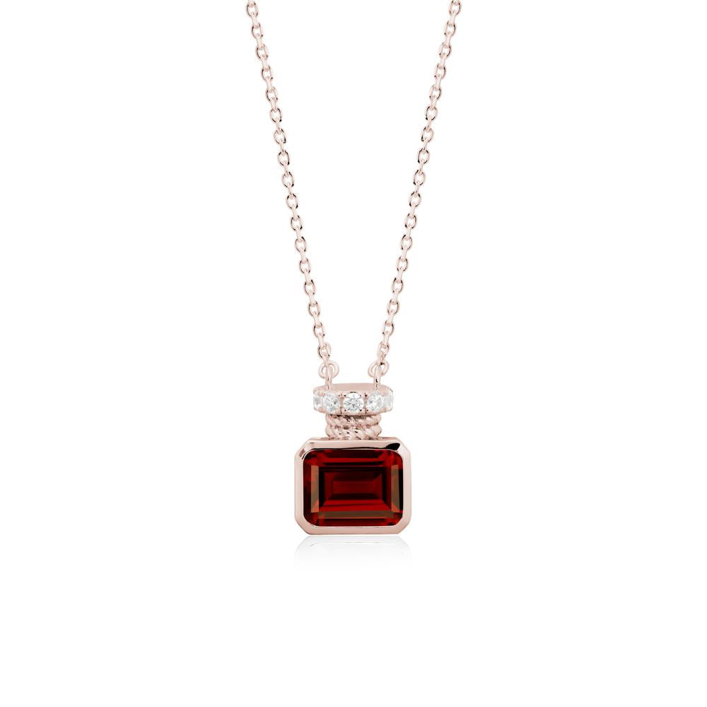 Garnet Perfume Bottle Design Pendant Necklace - LUO Jewelry #metal_14k rose gold