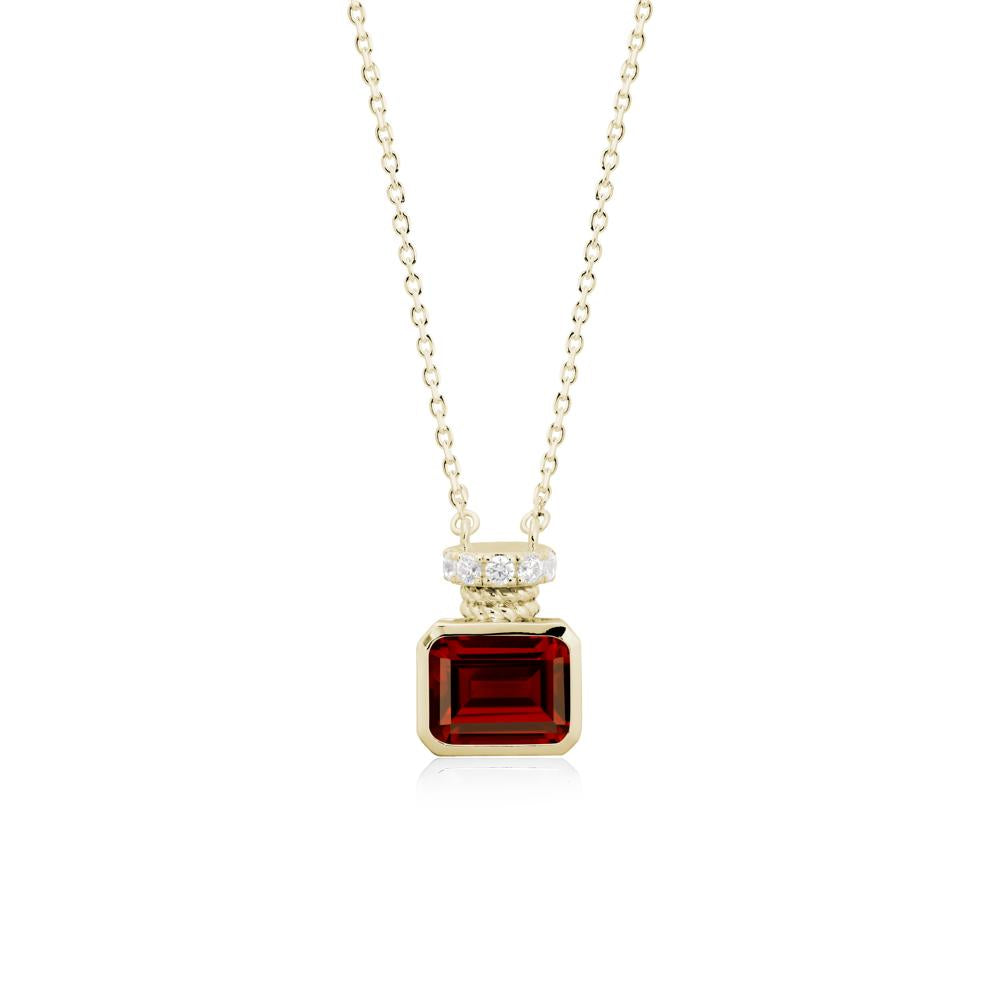 Garnet Perfume Bottle Design Pendant Necklace - LUO Jewelry #metal_14k yellow gold
