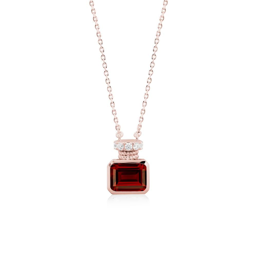 Garnet Perfume Bottle Design Pendant Necklace - LUO Jewelry #metal_18k rose gold