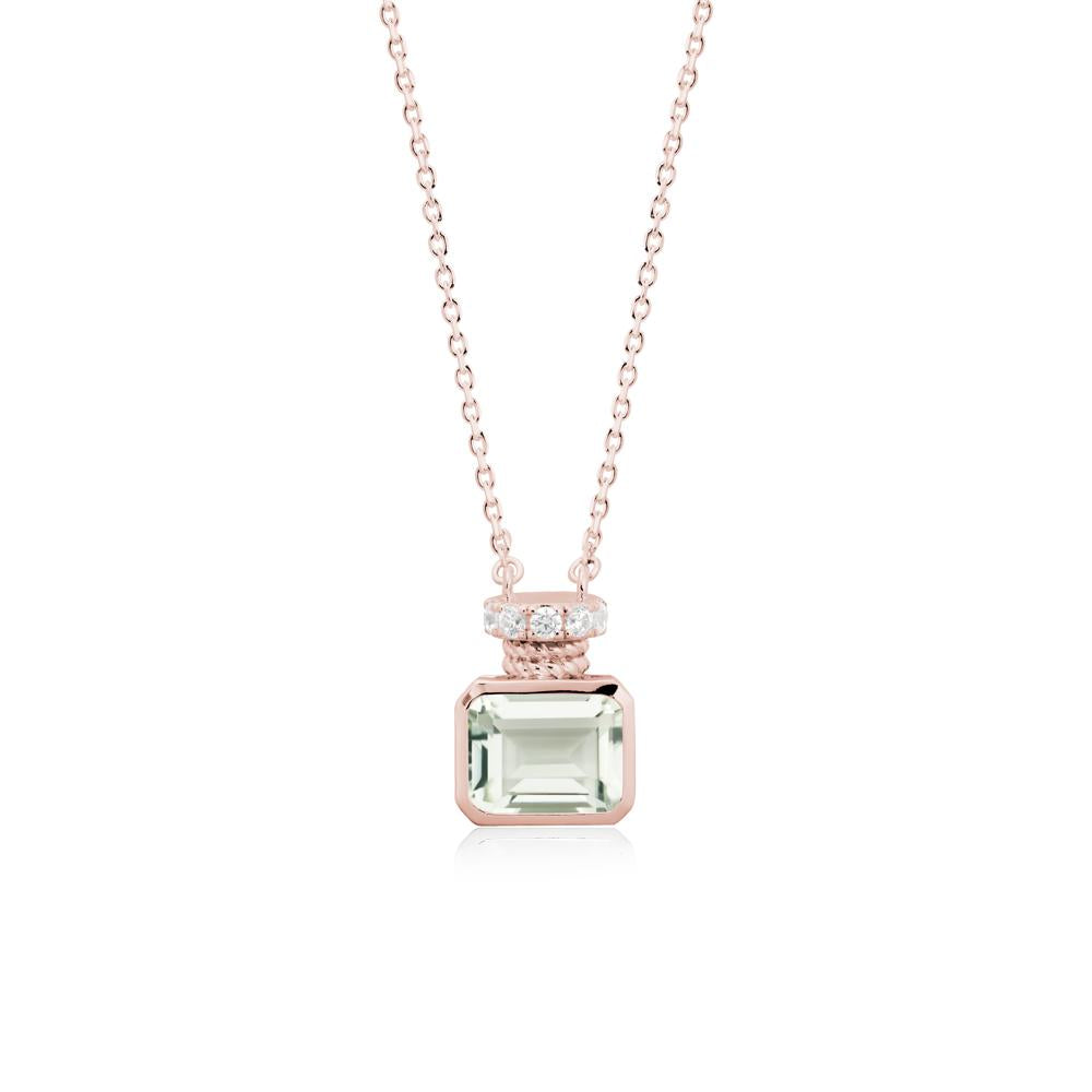 Bezel Set Emerald Cut Green Amethyst Necklace - LUO Jewelry #metal_18k rose gold
