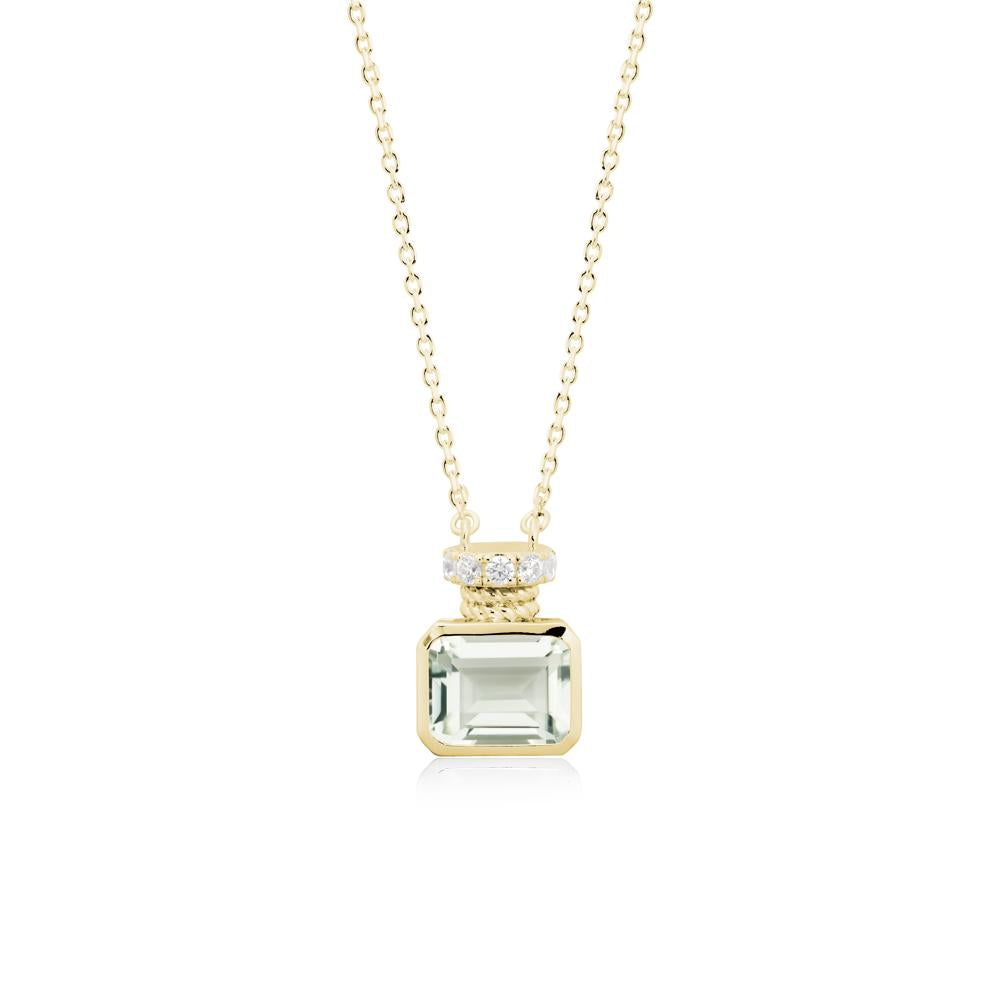 Bezel Set Emerald Cut Green Amethyst Necklace - LUO Jewelry #metal_18k yellow gold