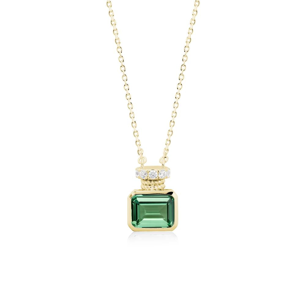 Solitaire Emerald Cut Green Sapphire Necklace - LUO Jewelry #metal_18k yellow gold