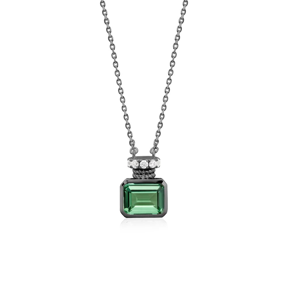 Solitaire Emerald Cut Green Sapphire Necklace - LUO Jewelry #metal_black finish sterling silver