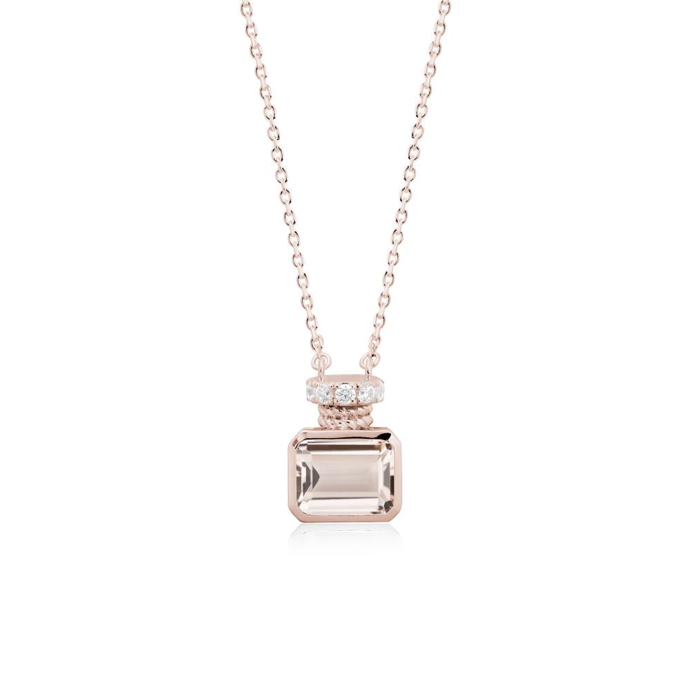 Bezel Set Emerald Cut Morganite Necklace - LUO Jewelry #metal_14k rose gold