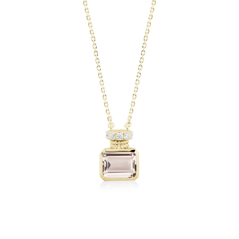 Bezel Set Emerald Cut Morganite Necklace - LUO Jewelry #metal_18k yellow gold