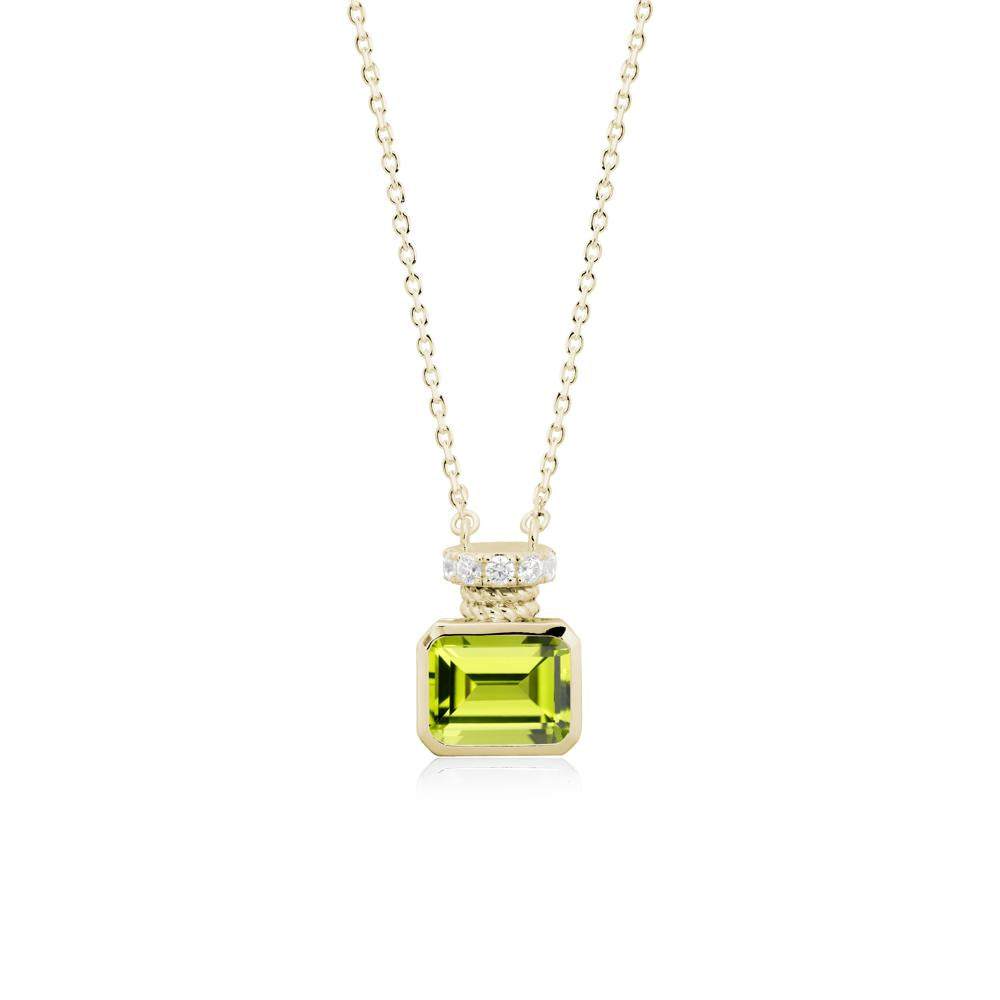Solitaire Emerald Cut Peridot Necklace - LUO Jewelry #metal_14k yellow gold