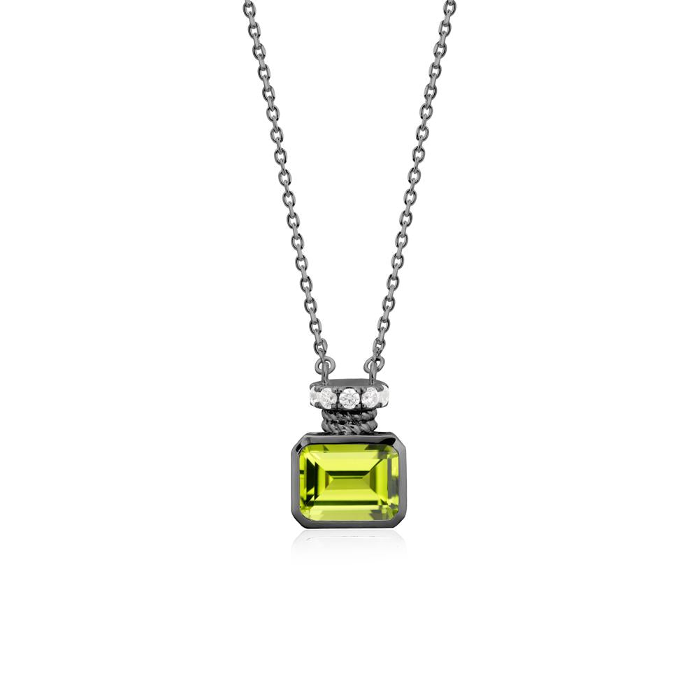 Solitaire Emerald Cut Peridot Necklace - LUO Jewelry #metal_black finish sterling silver
