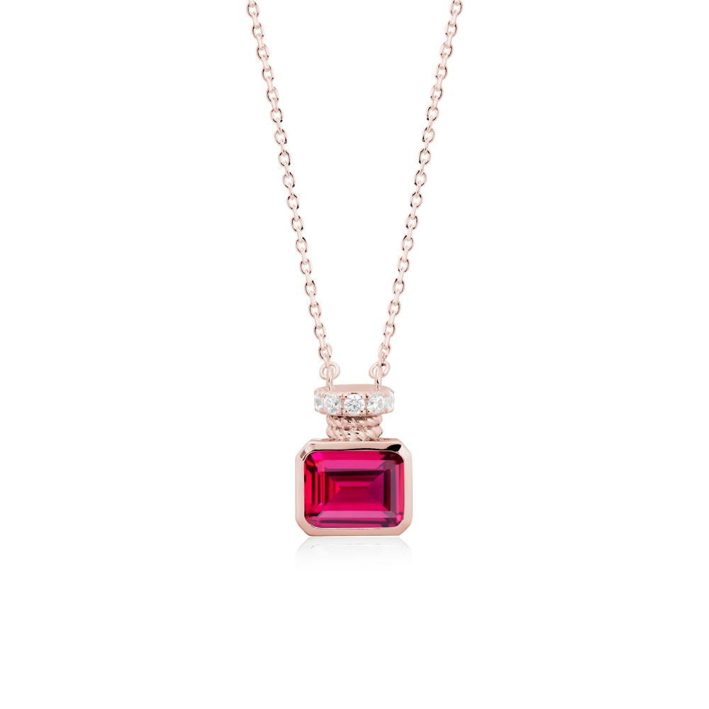 Solitaire Emerald Cut Ruby Necklace - LUO Jewelry #metal_18k rose gold