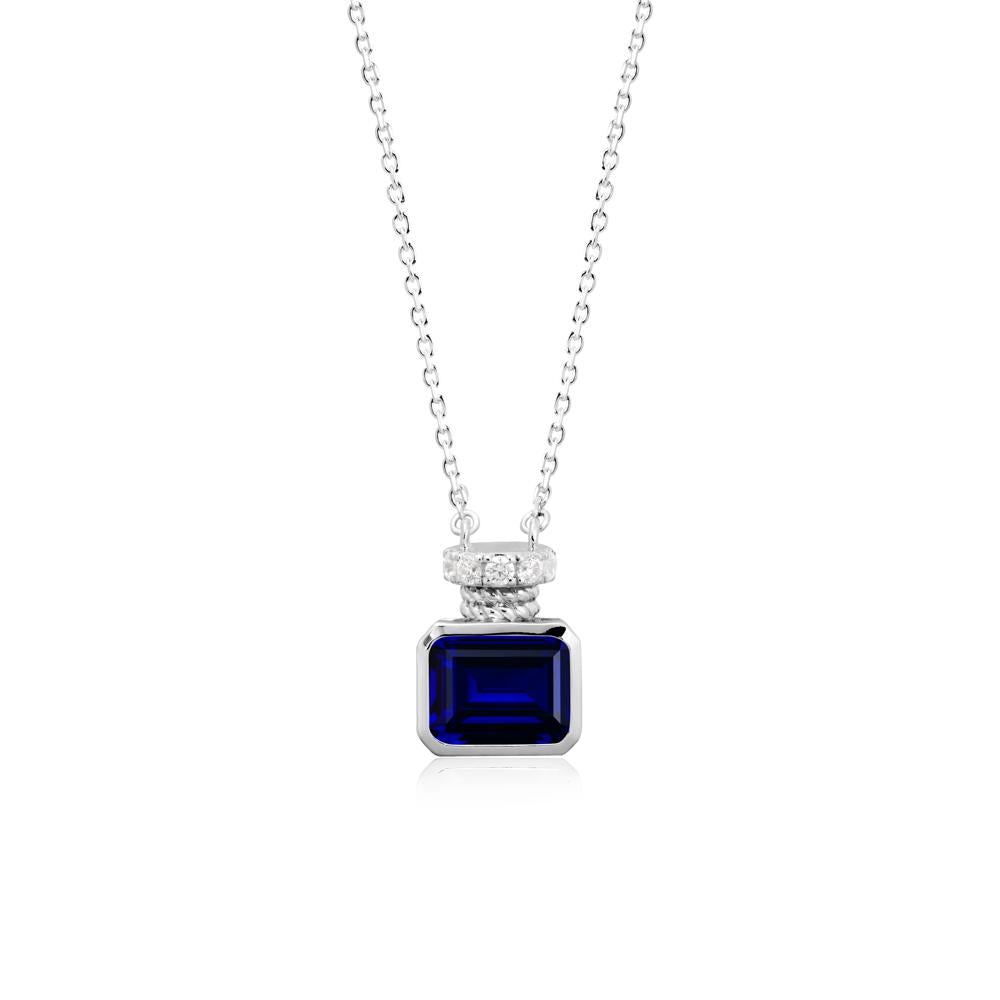 Sapphire Perfume Bottle Design Pendant Necklace - LUO Jewelry #metal_14k white gold