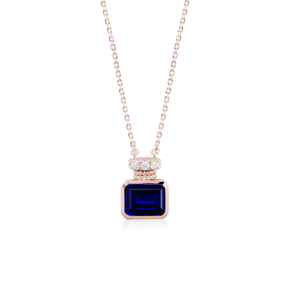 Sapphire Perfume Bottle Design Pendant Necklace - LUO Jewelry #metal_18k rose gold