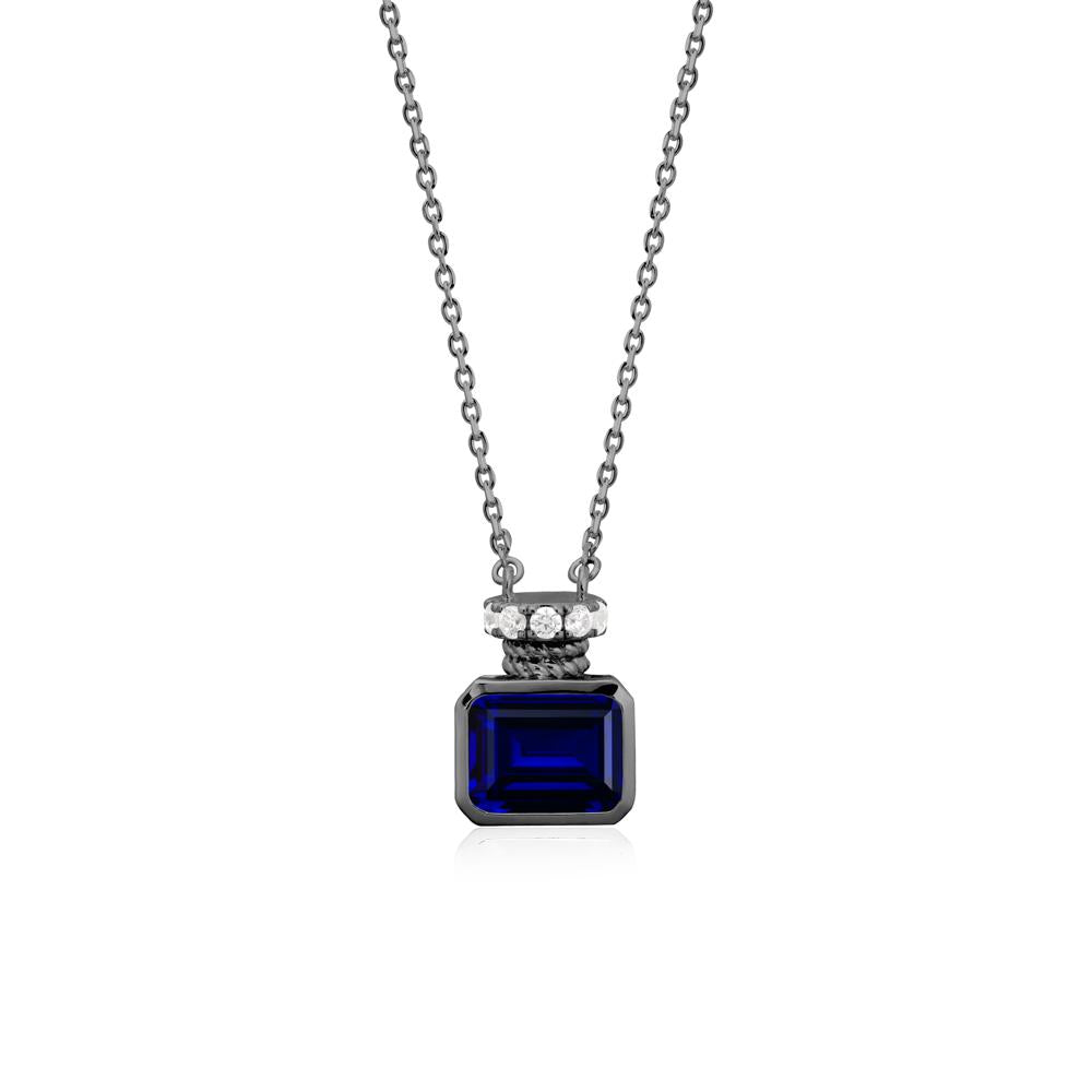 Sapphire Perfume Bottle Design Pendant Necklace - LUO Jewelry #metal_black finish sterling silver