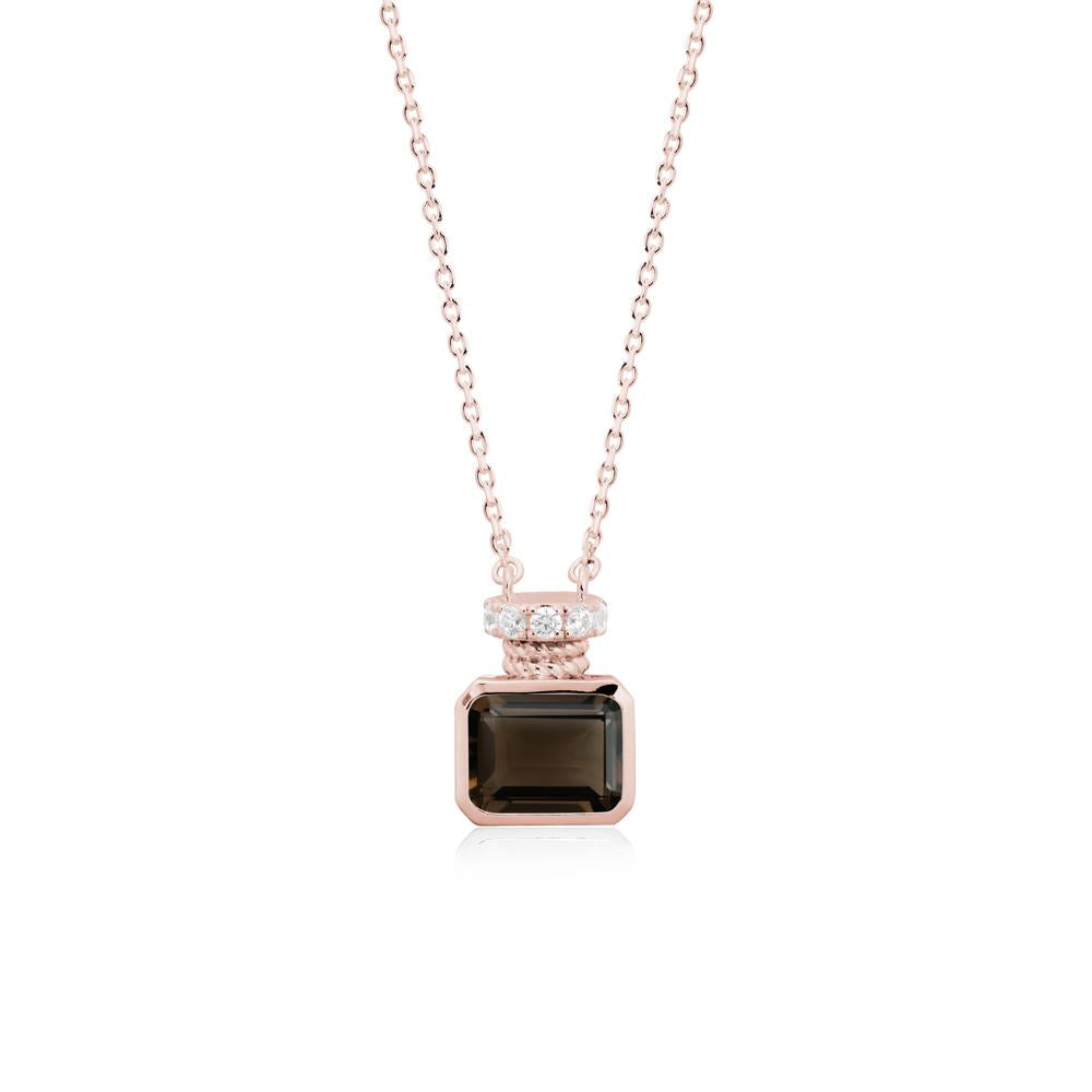 Bezel Set Emerald Cut Smoky Quartz Necklace - LUO Jewelry #metal_18k rose gold