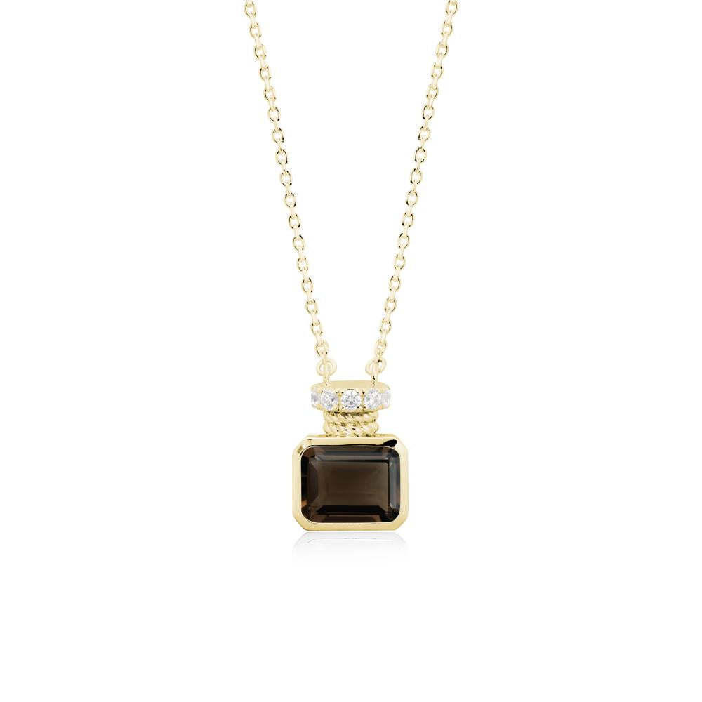 Bezel Set Emerald Cut Smoky Quartz Necklace - LUO Jewelry #metal_18k yellow gold