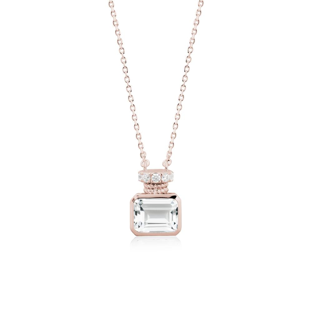 White Topaz Perfume Bottle Design Pendant Necklace - LUO Jewelry #metal_14k rose gold