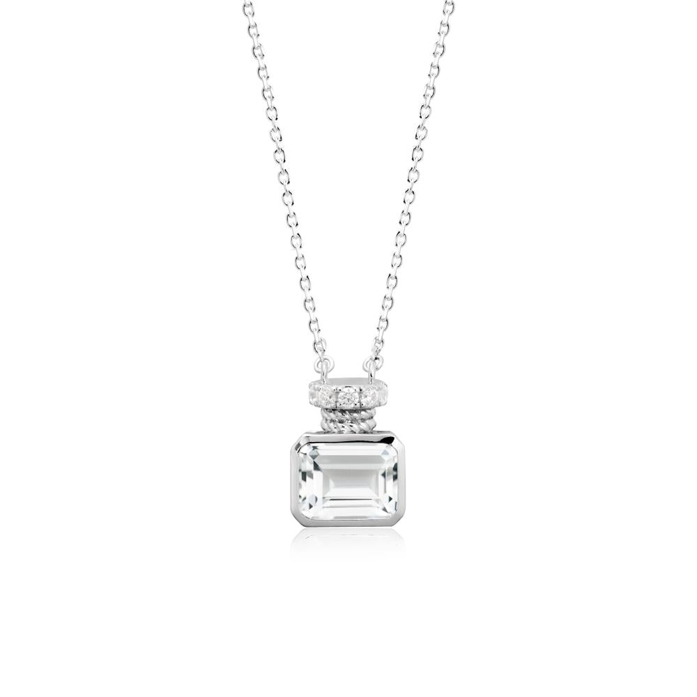 White Topaz Perfume Bottle Design Pendant Necklace - LUO Jewelry #metal_18k white gold