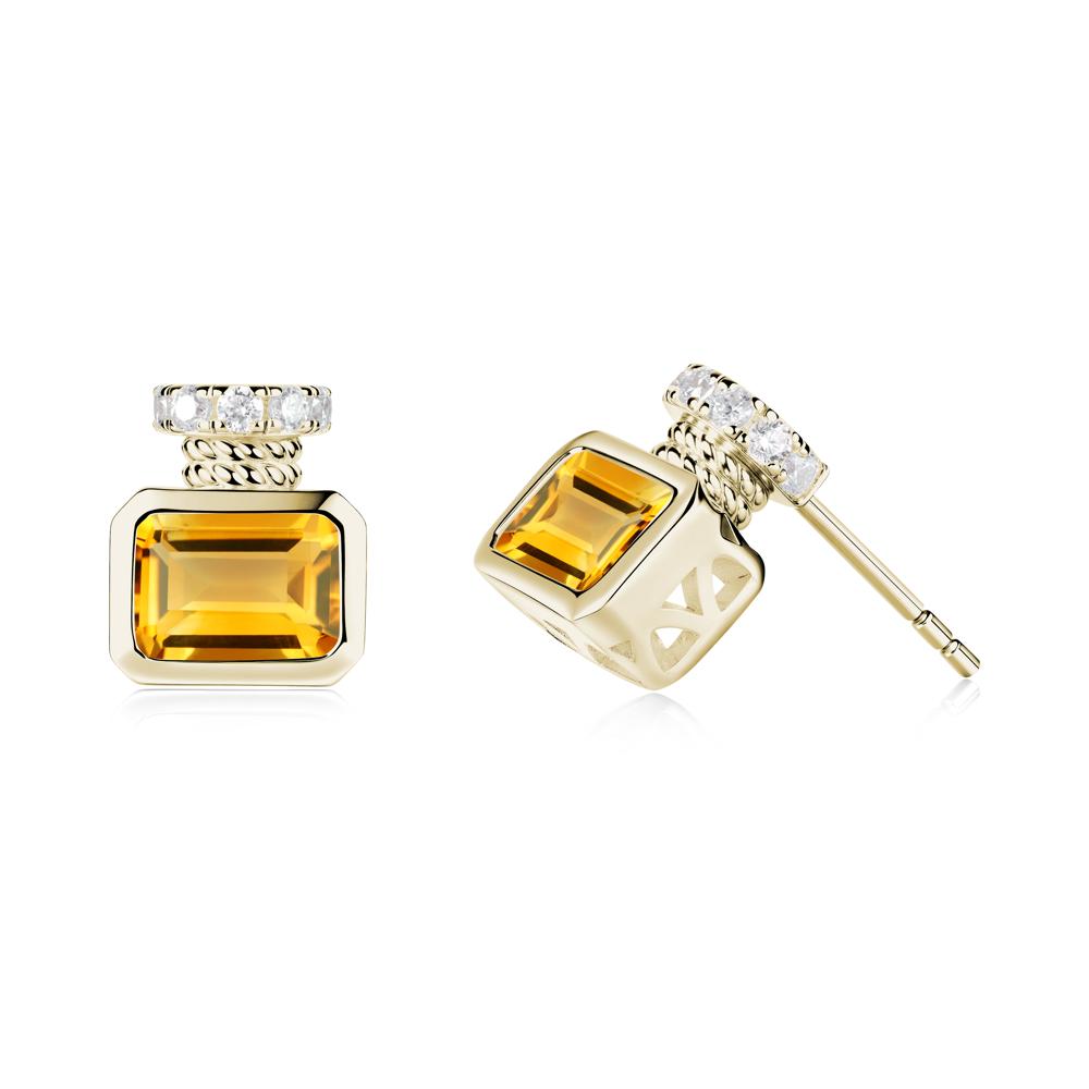 Citrine Perfume Bottle Design Earrings - LUO Jewelry #metal_14k yellow gold