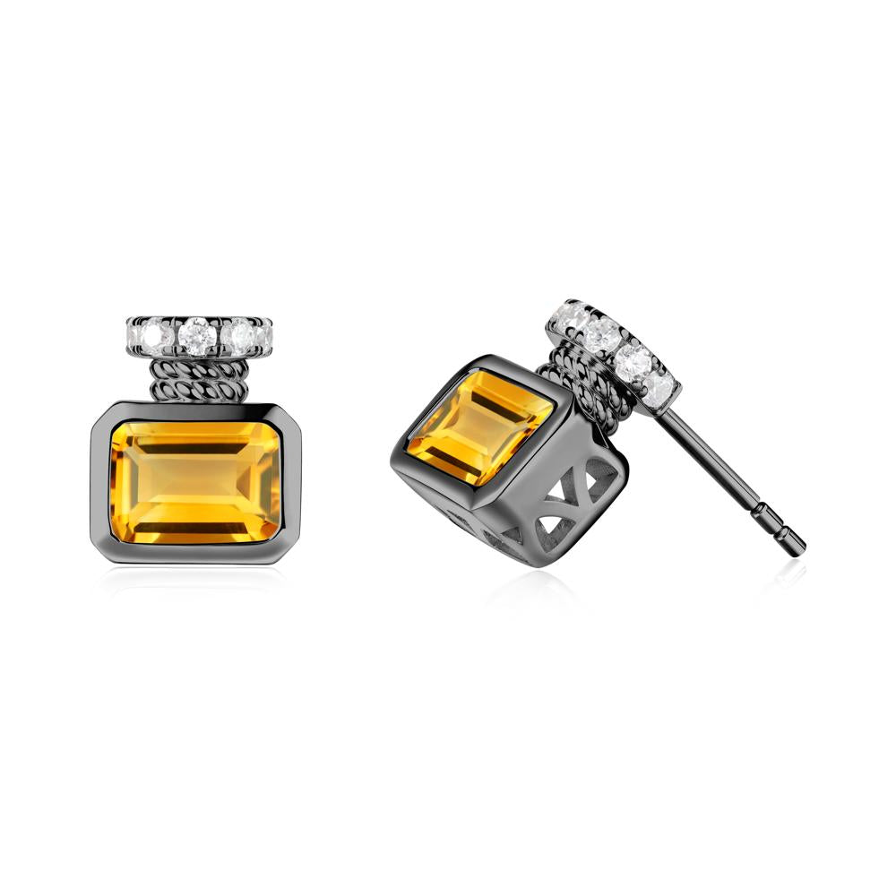 Citrine Perfume Bottle Design Earrings - LUO Jewelry #metal_black finish sterling silver