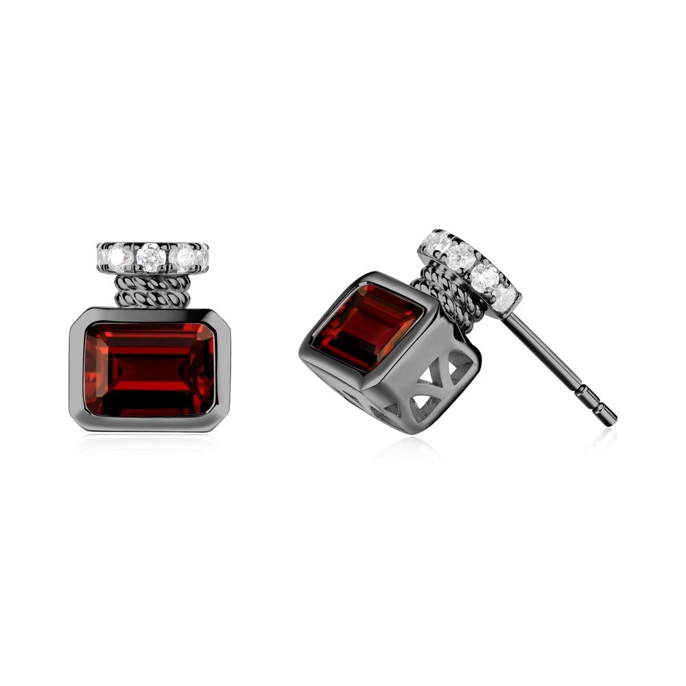 Garnet Perfume Bottle Design Earrings - LUO Jewelry #metal_black finish sterling silver