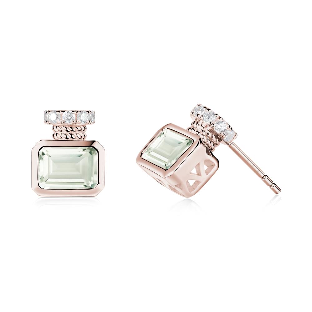 Green Amethyst Perfume Bottle Design Earrings - LUO Jewelry #metal_14k rose gold
