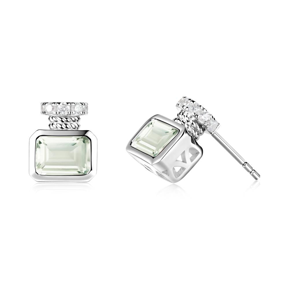 Green Amethyst Perfume Bottle Design Earrings - LUO Jewelry #metal_18k white gold